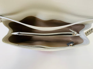 Akris Anouk White Pebbled Leather Day Patchwork Bag