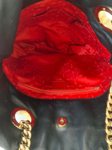 Christian Louboutin Black Leather Chain Strap Tote Bag
