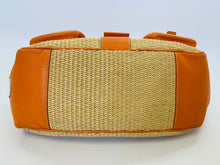 Load image into Gallery viewer, Prada Orange Leather and Raffia Tote Bag