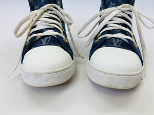 Louis Vuitton Monogram Denim and Leather Sneakers Size 40 Louis
