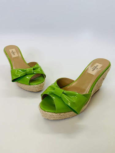 Valentino Garavani Lime Green Espadrille Slides Size 39
