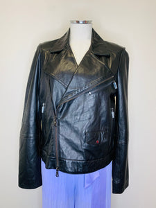 J Brand Black Leather Moto Jacket Size L