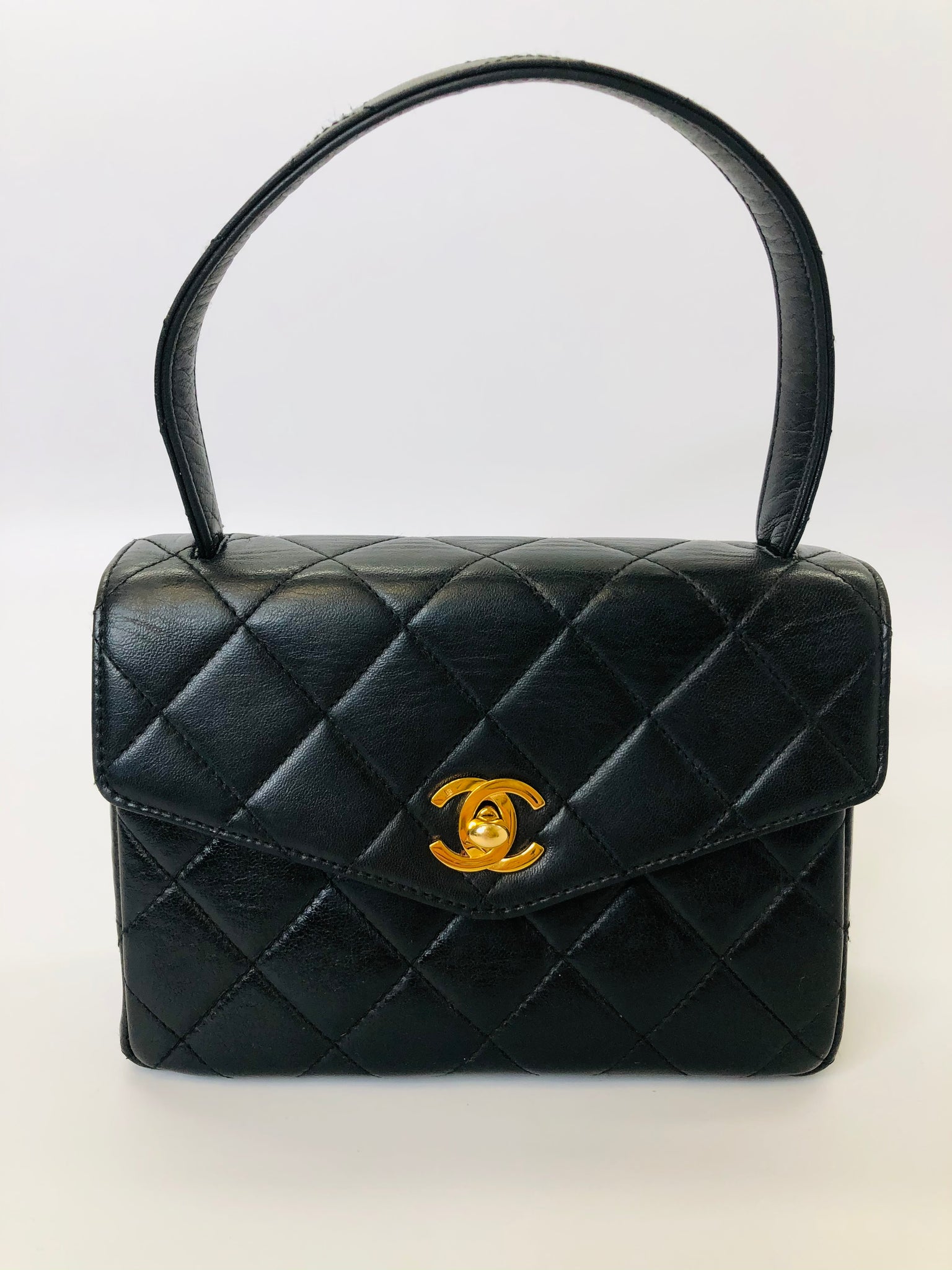 CHANEL Black Quilted Lambskin Mini Kelly Vintage Flap Bag – JDEX