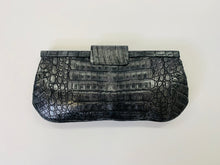 Load image into Gallery viewer, Nancy Gonzalez Black Metallic Crocodile Clutch