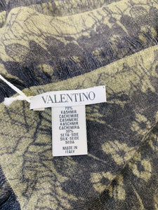 Valentino Garavani Large Green and Black Lace Print Shawl