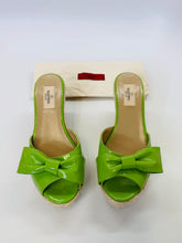 Load image into Gallery viewer, Valentino Garavani Lime Green Espadrille Slides Size 39