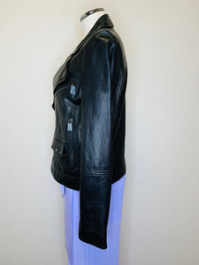 J Brand Black Leather Moto Jacket Size L