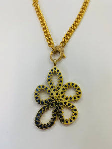 Rainey Elizabeth Flower Pendant and Curb Chain