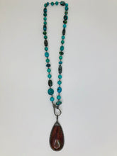 Load image into Gallery viewer, Rainey Elizabeth Long Turquoise and Diamond Necklace