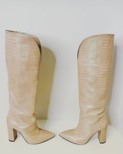Paris Texas Pink V Cut Knee High Boots Size 38 1/2