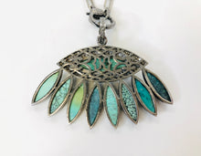 Load image into Gallery viewer, Rainey Elizabeth Turquoise and Diamond Fan Pendant
