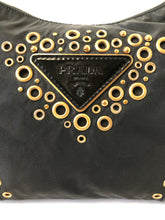 Load image into Gallery viewer, Prada Black Shoulder Bag with Gold Grommets