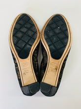 Load image into Gallery viewer, CHANEL Black and Gold Lace Pumps Size 37 1/2