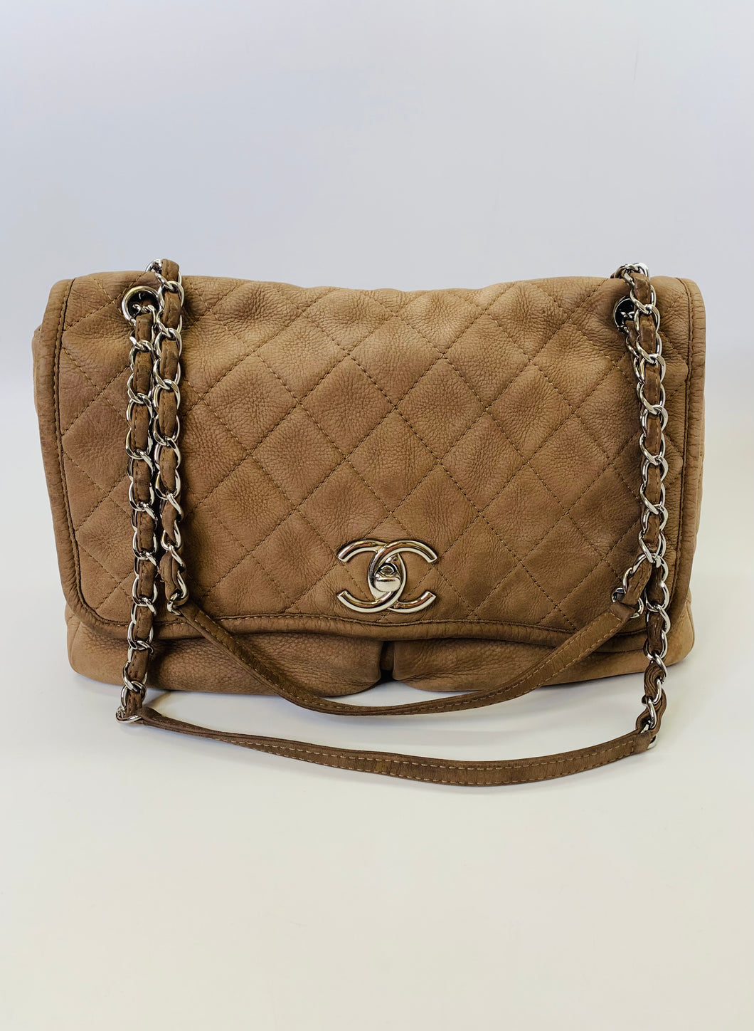 CHANEL Taupe Natural Beauty Flap Bag With Silver Hardware