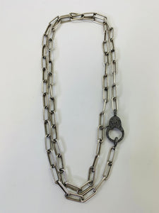 Rainey Elizabeth Sterling Silver And Pave Diamond Long Chain