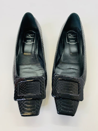 Roger Vivier Black Trompette Buckle Flats Size 39