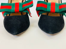 Load image into Gallery viewer, Gucci Black Web Bow Pumps Size 38