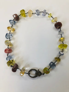 Rainey Elizabeth Multi Color and Pave Diamond Short Necklace