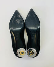 Load image into Gallery viewer, Hermès Black Suede with Metal Heel Pump Size 40