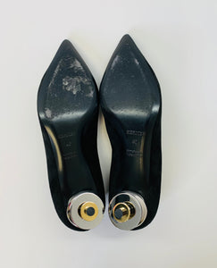 Hermès Black Suede with Metal Heel Pump Size 40