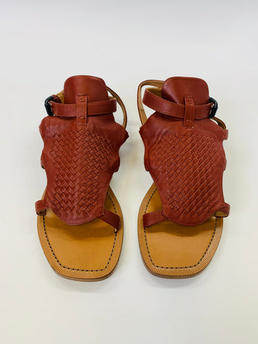 Bottega Veneta Cognac Intrecciato Leather Sandals Size 39