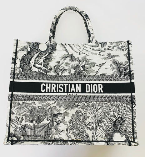 Christian Dior Large Black and Ivory Book Tote