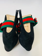 Load image into Gallery viewer, Gucci Black Web Bow Pumps Size 38