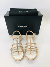Load image into Gallery viewer, CHANEL Blush Pink and Silver Sandals Size 37 1/2