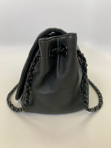 CHANEL Black Studded Accordion Flap Bag