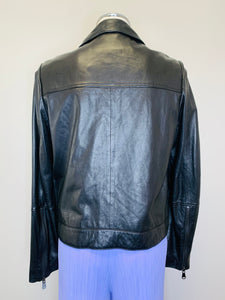 J Brand Black Leather Moto Jacket Size L