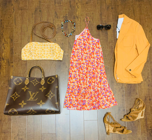 Caroline Constas Red Ditsy Floral Laurel Dress Size M