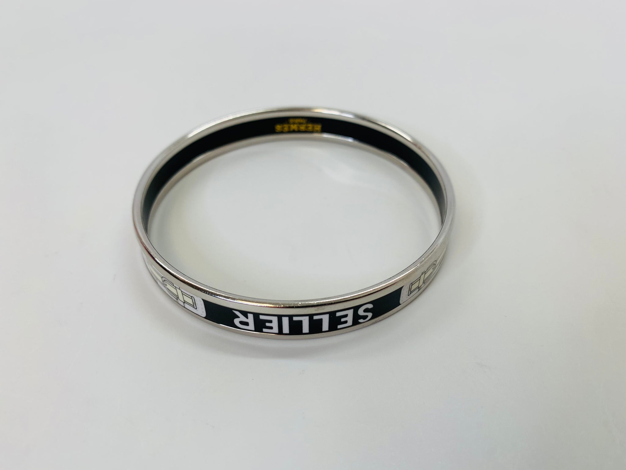 HERMES NAME enamel wide bangle bracelet