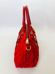 Prada Red Small Gaufre Tote Bag