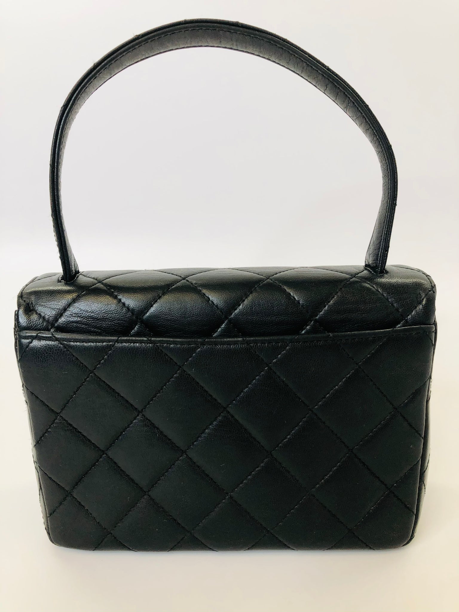 Chanel Black Quilted Lambskin Leather Mini Kelly Flap Bag  Yoogis Closet