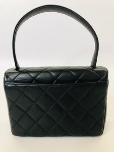 CHANEL Black Quilted Lambskin Mini Kelly Vintage Flap Bag