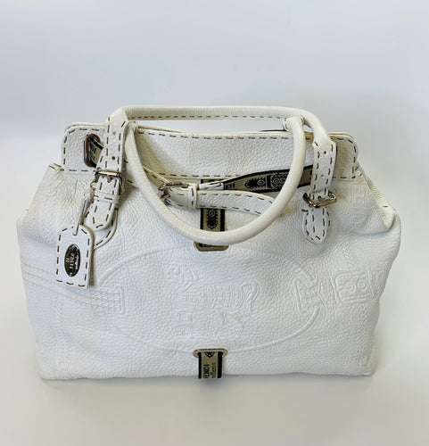 Fendi White Selleria Villa Borghese Tote Bag