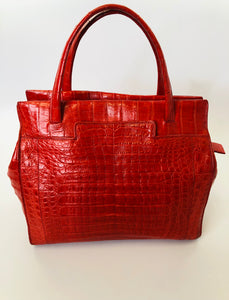 Nancy Gonzalez Red Crocodile Top Handle Bag