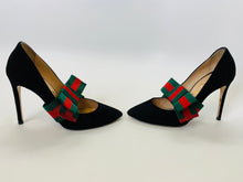 Load image into Gallery viewer, Gucci Black Web Bow Pumps Size 38