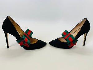 Gucci Black Web Bow Pumps Size 38