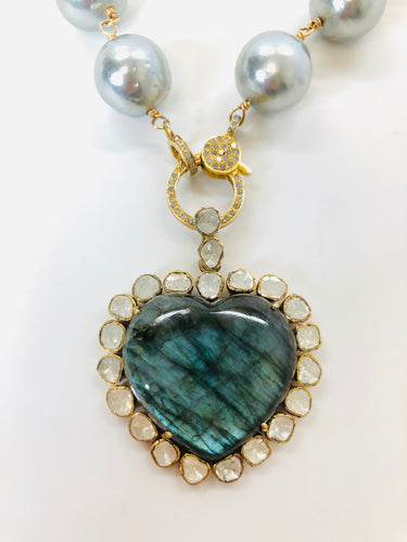 Rainey Elizabeth Labordite and Diamond Heart Pendant