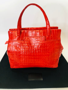 Nancy Gonzalez Red Crocodile Top Handle Bag