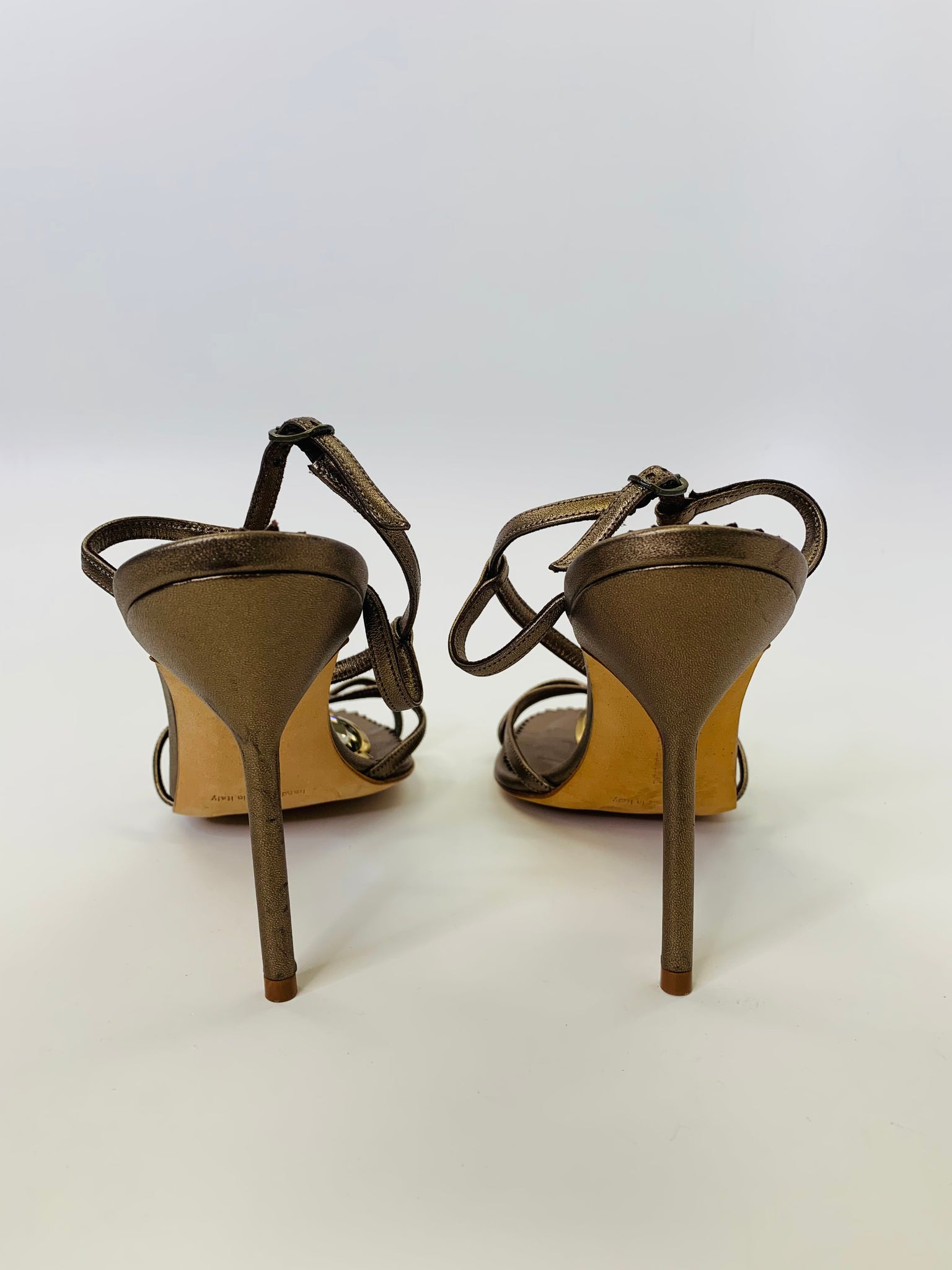 Manolo Blahnik Bronze Leather Jeweled Sandals Size 36 1/2 – JDEX Styles