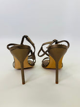 Load image into Gallery viewer, Manolo Blahnik Bronze Leather Jeweled Sandals Size 36 1/2