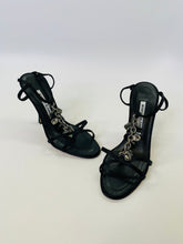 Load image into Gallery viewer, Manolo Blahnik Black Satin and Crystal Sandals Size 36 1/2