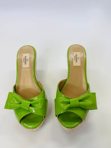 Valentino Garavani Lime Green Espadrille Slides Size 39