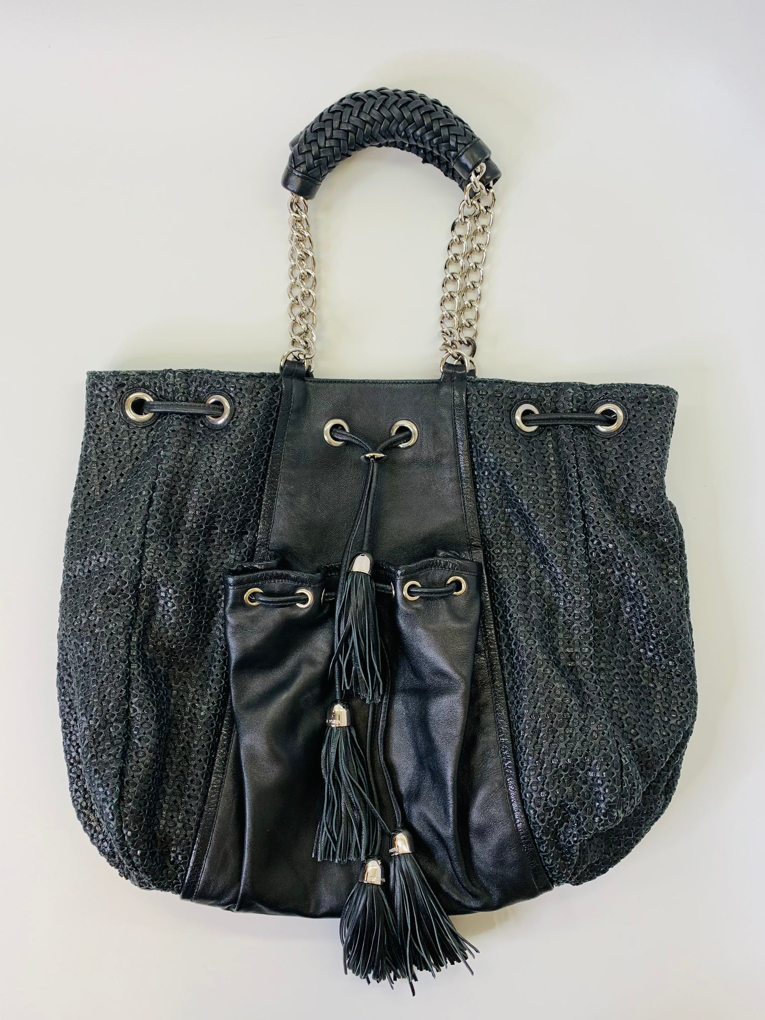 Zac Posen Black Leather Fringe Tote Bag – JDEX Styles