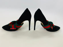 Load image into Gallery viewer, Gucci Black Web Bow Pumps Size 38