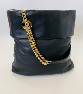 Christian Louboutin Black Leather Chain Strap Tote Bag