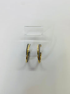 David Yurman Sterling Silver and Gold The Crossover Collection Hoop Earrings