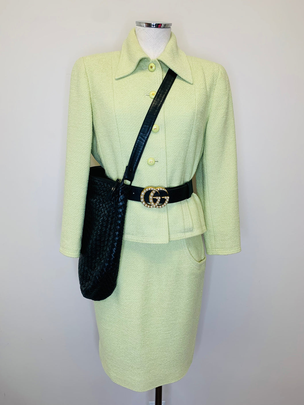 CHANEL Green Tweed Skirt Size 40